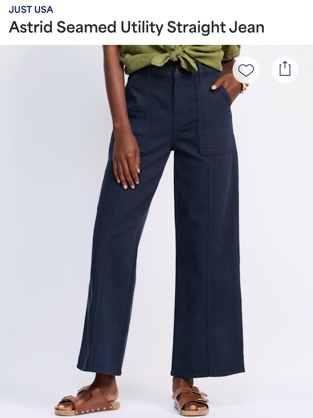 JUSTUSA Astrid Seamed Utility Straight Jean Navy 12